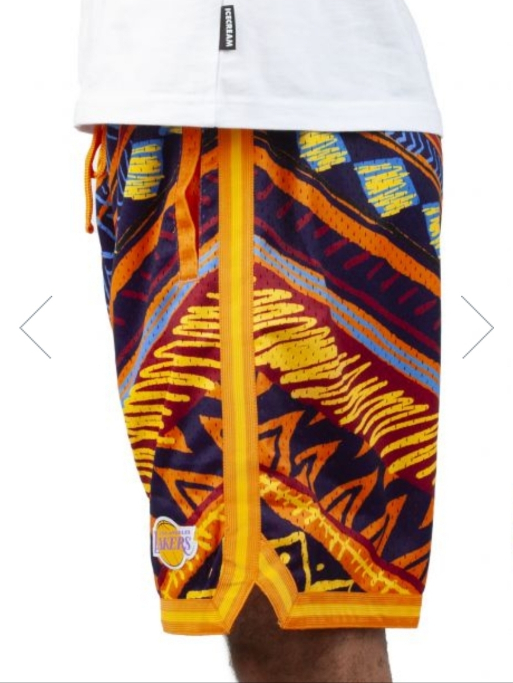 NBA HARDWOOD CLASSICS Mitchell & NESS Lakers Game Day Tribal Pattern Shorts -XXL - Picture 4 of 15